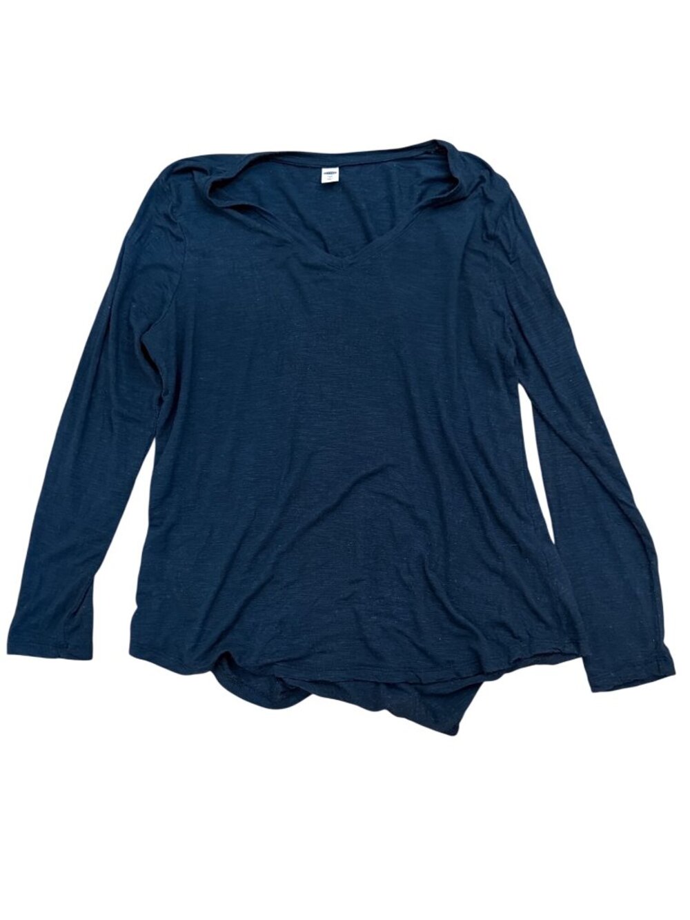 Old Navy Luxe Womens T-Shirt Top Size L Long Sleeve V-Neck Blue Forest Green